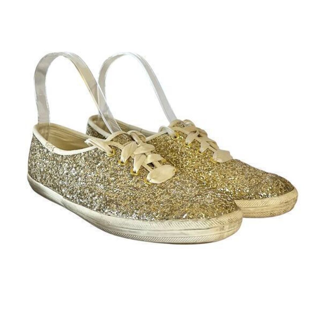 Kate Spade x Keds Champion Gold Glitter Womens Sneakers Trainers Shoes Size 6